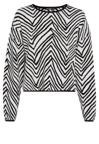 Marc Aurel - Pullover im Blow-Up Fischgrat Jacquard offwhite varied - Gr. - 46