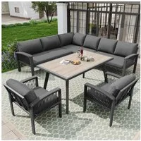 REDOM Gartenlounge-Set mit verzinktem Eisengestell, (für Garten, Balkon & Terrasse – Komfort & Langlebigkeit, 1-tlg), mit Relaxfunktion