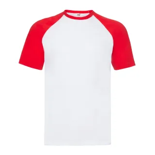 Fruit of the Loom - T-Shirt für Herren/Damen Unisex - Baseball (Weiß/Rot)