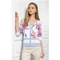 Passioni Cardigan mit wasserfarbenem Blumen- und Streifenprint