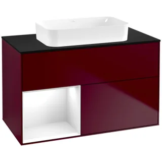 Villeroy und Boch Finion Waschtischunterschrank G652GFHB 100x60,3x50,1cm, Regal links Glossy white lacquer, Peony Matt