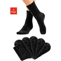 Lavana Kuschelsocken Flauschige, Kuschel Schlafsocken, Haussocken (Packung, 5-Paar) Bettsocken aus weichem, leicht glänzendem Chenillegarn