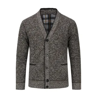 Herren Strickjacke mit Zwei Taschen Knopf Stehkragen Strickjacke für Winter Braun