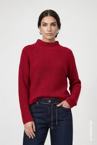 monari - Strickpullover mit Stehkragen red dahlia - Gr. - 36