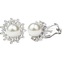 LÖB Paar Ohrclips 18K Weißgold vergoldet Ohrclips Perlen Zirkonia Perlenohrringe Silber (Geschenke für Frauen Damen Beste Freundin Mutter Mama Ehefrau Oma sie zum Geburtstag Schmuck Sommer), Damen Tropfen Ohrringe Strass Glitzer Steine Clips Brautsch