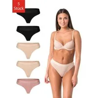 Elsie String Unterhosen Damen String Tanga Damen aus 95% Baumwolle mit Stretch (Packung, 5-St., 5er-Pack) Bequeme Unterwäsche Frauen Slip Damen