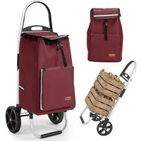 Sekey Einkaufstrolley 2 in 1 Klappbar Einkaufswagen mit Kühlfach - 50 Liter Einkaufsbeutel, 50 l, Faltbar Einkaufsroller mit großen Rädern und Sackkarren-Funktion