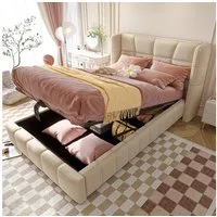 STILVORA Polsterbett 90×200 mit Bettkasten und Lattenrost Stauraumbett Jugendbett (Polsterbett mit Hebe-Stauraum, Kinder- & Jugendbett, Metallrahmen, Leinen-Bezug, 150kg Traglast, 90x200 cm, stabil), für Schlafzimmer, Kinderzimmer, Gästezimmer, klein