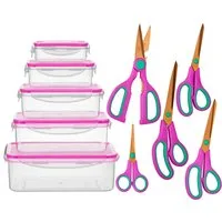 KING Scheren-Set Easycut Box, (Set, 15-tlg), 5 Scheren, 5 Vorratsboxen inkl. Deckel