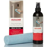 ALCLEAR 721ER Edelstahlreiniger Set 250ml mit Mikrofasertuch - Streifenfrei Edelstahlreiniger