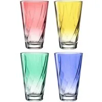 LEONARDO Gläser-Set Trinkglas, TWIST, 300 ml, farbig sortiert, 4er-Set, 4-tlg., Glas, Longdrinkbecher, spülmaschinengeeignet