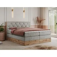 MKS MÖBEL Boxspringbett VENETO KING (Doppelbett, Multipocket-Matratzen, Topper T25/Visco, T30-Schaum), zwei Bettkästen und Rahmen in Eichen-Optik, Schlafzimmer, Polsterbett