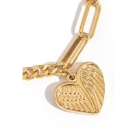 GOLDKLEIN Edelstahlarmband Edelstahl Engelsflügel Herz Schmuck Armkette, Damen, inkl. Geschenkbox