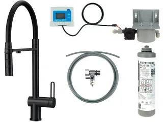 Neuesbad Spültischarmatur mit FLEXIBLE Auslauf, 2-Funktion SPRAY und WATER FILTER Set, Schwarz NB1DEBRMFN75M1