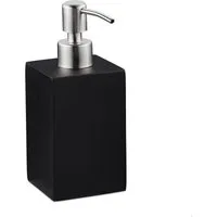 relaxdays Seifenspender Edelstahlpumpe eckig, schwarz