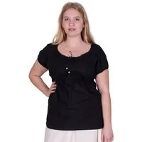 Battle Merchant Burgfräulein-Kostüm Mittelalter Kurzarm-Bluse Aren, schwarz S