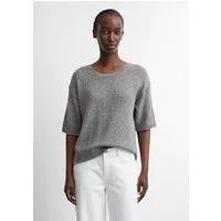 comma Kurzarmpullover Strickpullover Pullover aus Mouliné-Strick