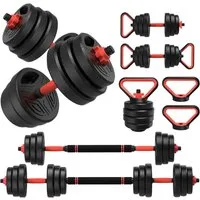 Gywowken Hantel-Set Hanteln mit Verbindungsstange - Set mit 2 verstellbaren Hantelsets, (Set, Set zum Muskelaufbau - Kurzhantelset für Zuhause, Fitnessstudio), mit 2 Hanteln, Gewichten und 4 Sternverschlüssen