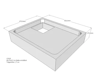 Neuesbad Wannenträger für Bette extraflach 70x85x6,5 SD22027