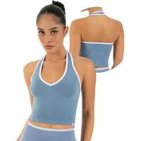 Smilodox Sport-BH Theda, Sport Top Damen Shaped Fit, Seamless, Gym & Freizeit Halterneck, V-Ausschnitt, Seamless, Stretch, Kontrastdetails