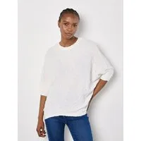Apricot 3/4-Arm-Shirt Texturiertes Top aus Baumwollmischung