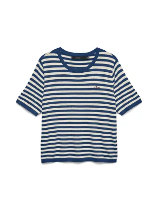 VERO MODA - VMCARMELIA NEW SS O-NECK PULLOVER Navy Peony - Gr. - XS