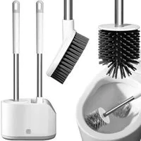 Ruhhy WC-Reinigungsbürste Toilettenbürste WC-Bürsten-Set mit runder & flacher Bürste., Alle Standard-Toiletten, auch schwer zugängliche Ecken., (Toilettenbürsten-Set mit Behälter und zwei Reinigungsbürsten., 2-teiliges WC-Bürsten-Set mit innovativer 