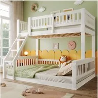 Merax Etagenbett 90x200cm/140x200cm Jugendbett (1-St), Massivholz Stockbett Kinderbett mit Leiter und Sicherheitsgeländer