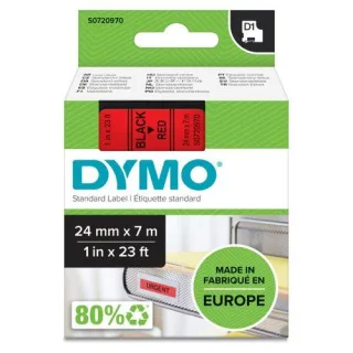 Dymo D1 Schriftband 24 mm x 7 m schwarz auf rot 53717