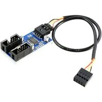 Bolwins F71 USB 2.0 Hub Splitter 5Pin zu 2x 9Pin Erweiterung Header um 4 Ports USB-Adapter USB 2.0 9-Pin Stecker (intern) zu USB 2.0 9-Pin Buchse (intern), 30 cm, Interner USB-Hub, Plug & Play, ohne externe Stromversorgung