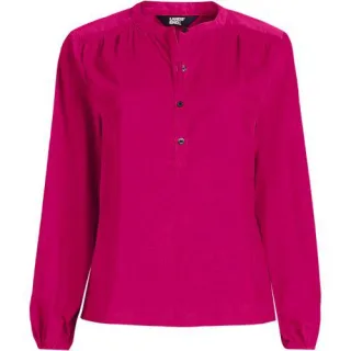 Feincord-Bluse mit Raffungen, Damen,  Rot, Baumwolle, by Lands' End