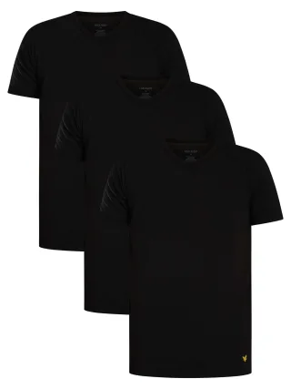 Lyle & Scott 3Er-Pack Basic Lounge V-Ausschnitt T-Shirt, Schwarz