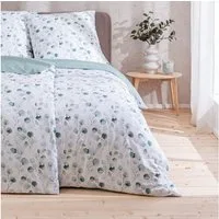 MTOnlinehandel Bettwäsche Eukalyptus, Blumen, Blätter, Zweige 100 % Baumwolle, Mako-Satin, 2 teilig, sanft, weich für Teenager & Erwachsene, Partnerbettwäsche