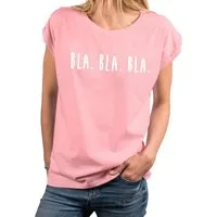 MAKAYA Print-Shirt Damen Kurzarm Basic Sommer Oberteile Sexy Elegant Lustig Spruch Bla (Schriftzug, Schwarz, Blau, Grau) Baumwolle