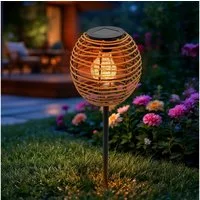 Spetebo LED Gartenleuchte Solarlampe mit Glühbirne, warm weiß, LED fest integriert, warm weiß, mit IP44 Spritzwasserschutz