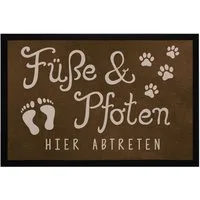 MoonWorks Fußmatte Fußmatte Füße und Pfoten hier abtreten Spruch lustig Hund Katze, rechteckig