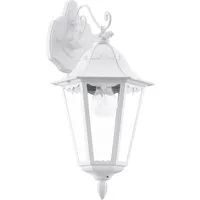 EGLO Wandleuchte Navedo Außen-Wandlampe, Wandlampe aus Aluguss und Glas, E27, IP44, ohne Leuchtmittel, Wand-/Deckenleuchte - L20 x H47,5 x AL28,5 cm - weiß - 1X60W exkl.