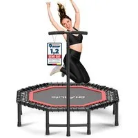 DH FitLife Fitnesstrampolin Indoor klappbar Ø 121 cm, 150 kg belastbar, Ø 121 cm, 3-fach verstellbarer Handgriff, stabil & geräuscharm