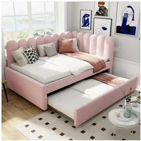 Flieks Daybett, Polsterbett Schlafsofa Tagesbett 140x200cm mit Ausziehbett 90x190cm
