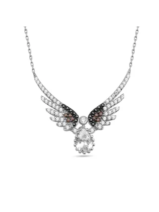Dkeniz Anhänger mit Kette 925/- Sterling Silber Zirkonstein & Engel Silberkette