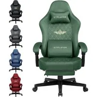 GTPLAYER Gaming-Stuhl Stoff Gaming Chair Ergonomisch Bürostuh PC Stuhl, 150kg Belastbarkeit, Schreibtischstuh mit Federsitzkissen und Fußstütze