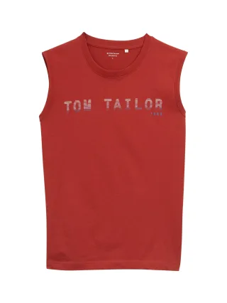 Tom Tailor - Tanktop mit Logo-Print velvet red - Gr. - XXXL