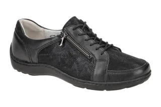 Waldl?ufer 496042 HENNI Damen Schn?r-Halbschuh schwarz - bequem, Leder, Wechs...