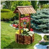 AOXUN Pflanzkübel Wunschbrunnen Pflanzkübel Holz, Pflanzständer (1 St), Wetterfest & Stabil, Ideal für Blumen & Kräuter im Garten, Ø55 cm