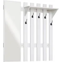 Mondeer Garderobenpaneel Garderobe mit Spiegel, Wandhalter mit 5 Häkchen, 100 x 106 x 22 cm