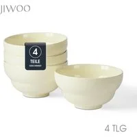 JIWOO Salatschüssel 4er Ø15,3 cm, Müslischüssel Suppenschüssel Dessertschale Obstschale, Keramik, (Schüsselset, 4-tlg), Bowl Hochwertiges Schüsseln Beige Mikrowellen spülmaschinenfest