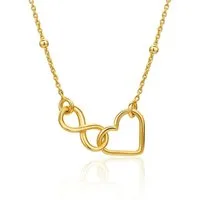 Miore Herzkette SIL006N - Halskette mit Infinity Herzanhänger - vergoldet 18 Karat, Silberkette mit 46 cm Länge - Made in Italy