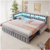 Odikalo Schlafsofa Schlafcouch Tagesbett Daybed Daybett USB Kopfteil 90x200cm Mehrfarbig