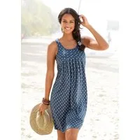 Beachtime by Lascana Strandkleid mit Ornamentdruck am Saum, lockeres Hängerchenkleid mit Zierfalten Sommerkleid aus Viskose, Jerseykleid, A-Linien-Kleid, casual