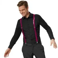dressforfun Hosenträger Hosenhalter, Unisex-Hosenträger in Einheitsgröße, Breite: ca. 3 cm (Hosenheber, Konfektionsgröße 0 in pink) Verzierung mit glänzenden Pailletten, Individuell verstellbar